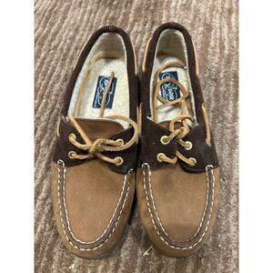 Sperry Women's Two-Tone Leather Boat Shoes Casual Deck Loafers Brown & Tan 6.5M